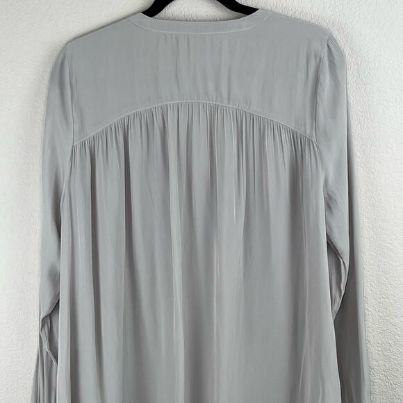 Calypso St. Barth Gray Semi-Sheer Long Sleeve V-Neck Popover Tunic Blouse Large - Picture 8 of 13